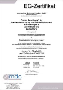 Procon Zertifikat Qualitätssicherungssystem